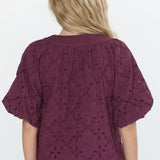 Delphi Embroidered Eyelet Bubble Sleeve Top - Elle Maxine