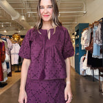Delphi Embroidered Eyelet Bubble Sleeve Top - Elle Maxine