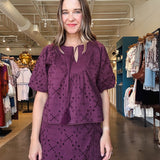 Delphi Embroidered Eyelet Bubble Sleeve Top - Elle Maxine