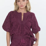 Delphi Embroidered Eyelet Bubble Sleeve Top - Elle Maxine