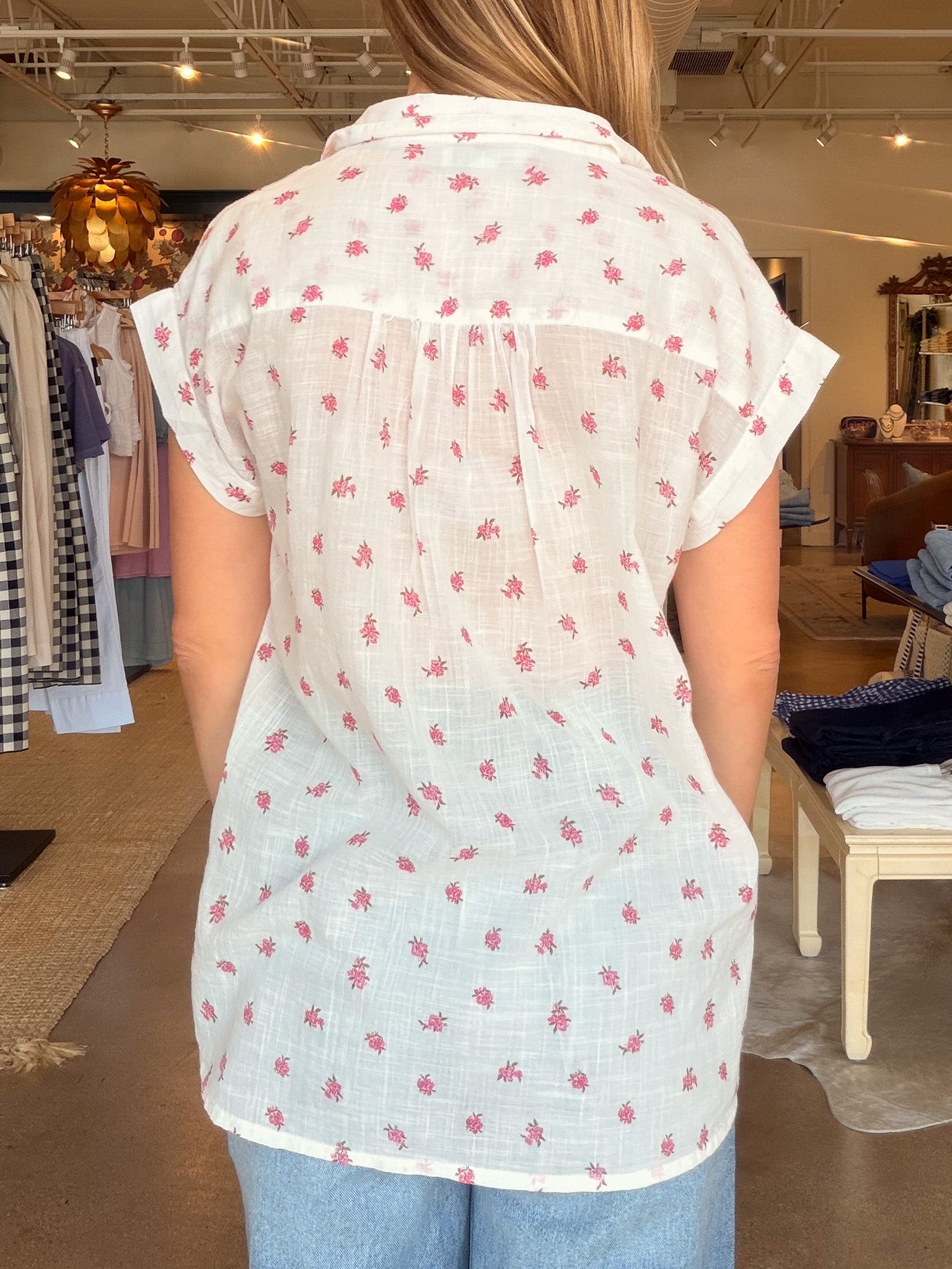 Ditsy Floral Collared Top - Elle Maxine