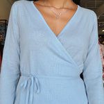 Dominic Faux Wrap Top - Sky Blue - Elle Maxine