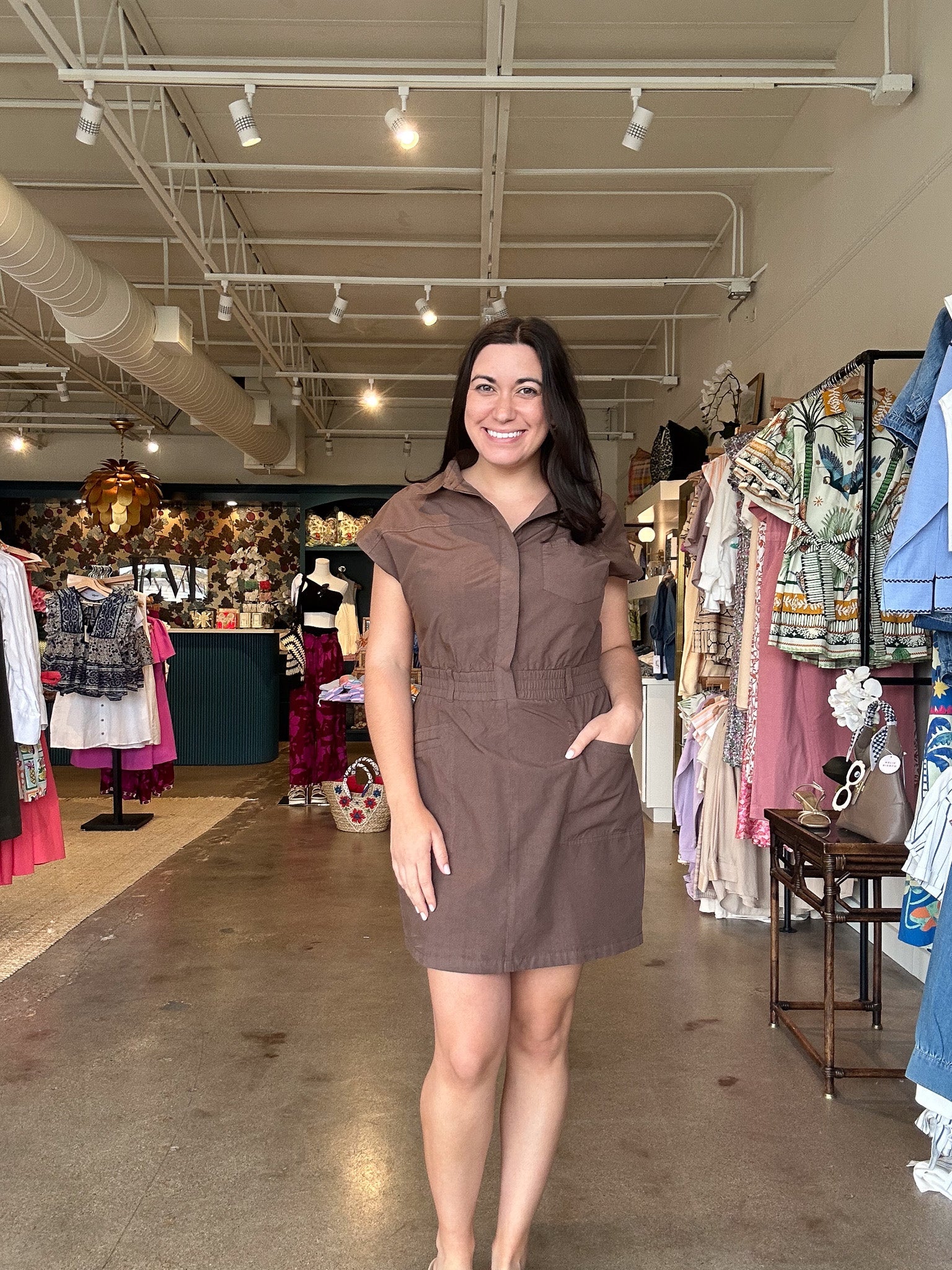 Dorie Utility Dress - Brown - Elle Maxine