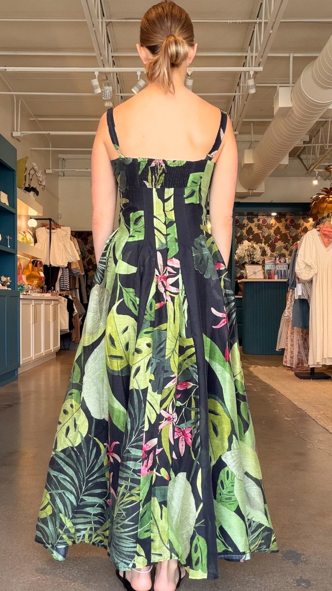 Dorothy Topstitched Gusset Maxi Dress - Elle Maxine
