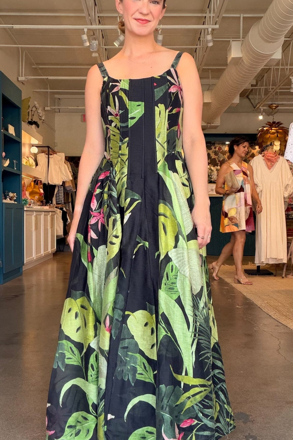 Dorothy Topstitched Gusset Maxi Dress - Elle Maxine