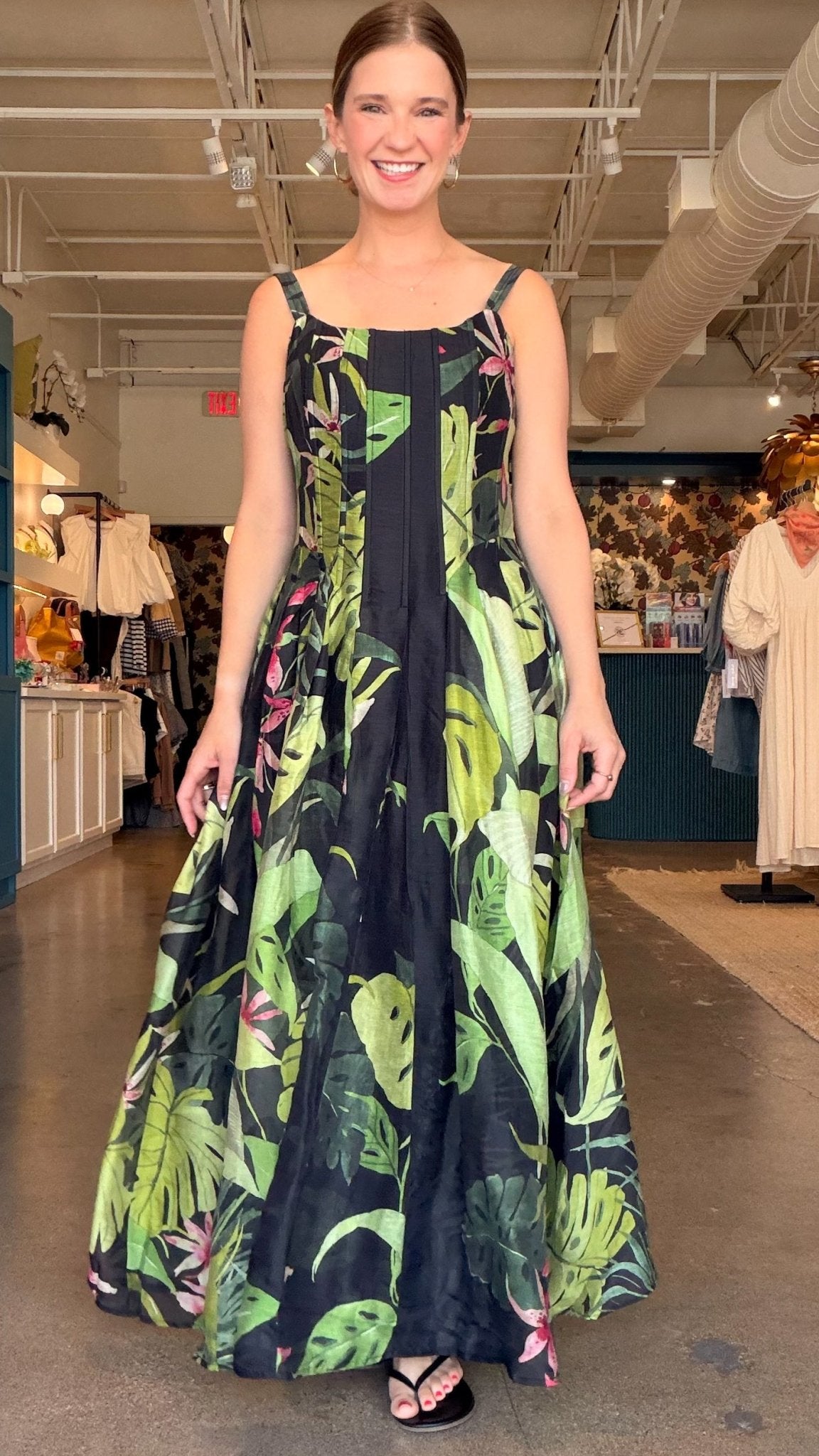 Dorothy Topstitched Gusset Maxi Dress - Elle Maxine