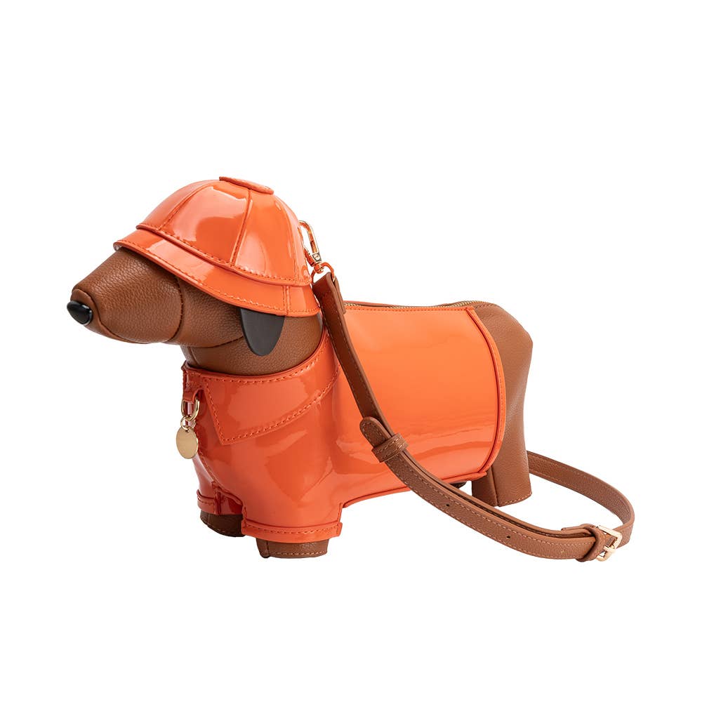 Dottie Dachshund Crossbody Bag - Orange - Elle Maxine