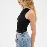 Double Layer Ribbed Tank - Black - Elle Maxine