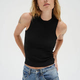 Double Layer Ribbed Tank - Black - Elle Maxine