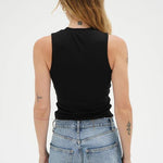 Double Layer Ribbed Tank - Black - Elle Maxine
