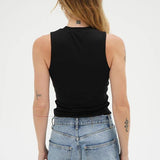Double Layer Ribbed Tank - Black - Elle Maxine