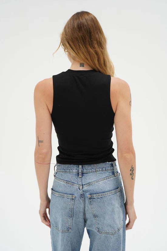 Double Layer Ribbed Tank - Black - Elle Maxine