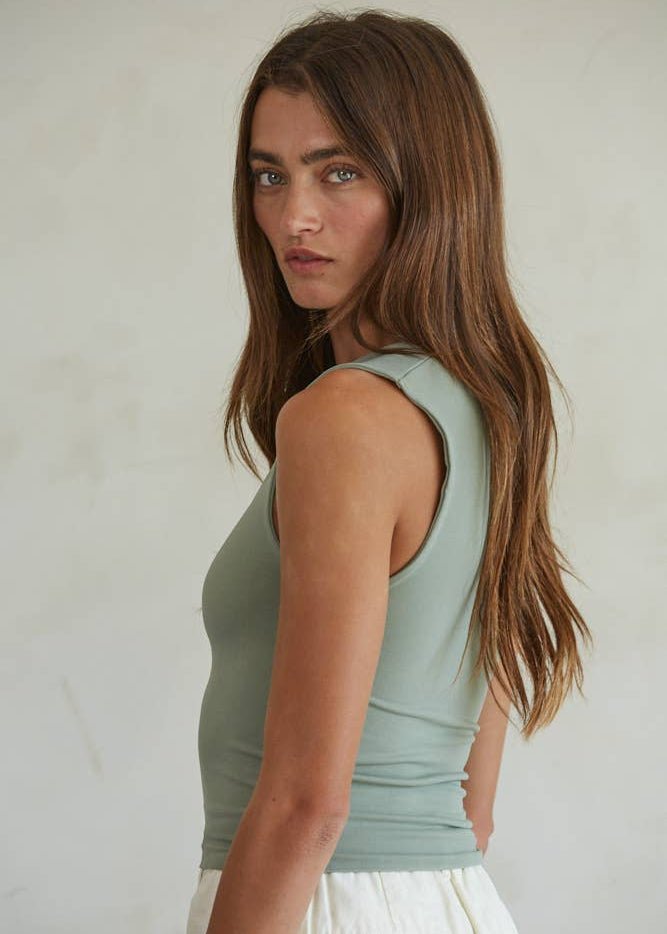 Double Layered Seamless Top - Green Tea - Elle Maxine