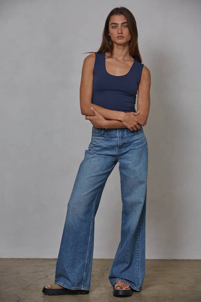 Double Layered Seamless Top - Prussian Blue - Elle Maxine