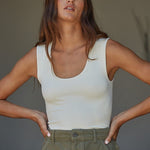Double Layered Seamless Top - White - Elle Maxine