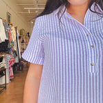 Easy Seersucker Shirtdress - Lavender - Elle Maxine