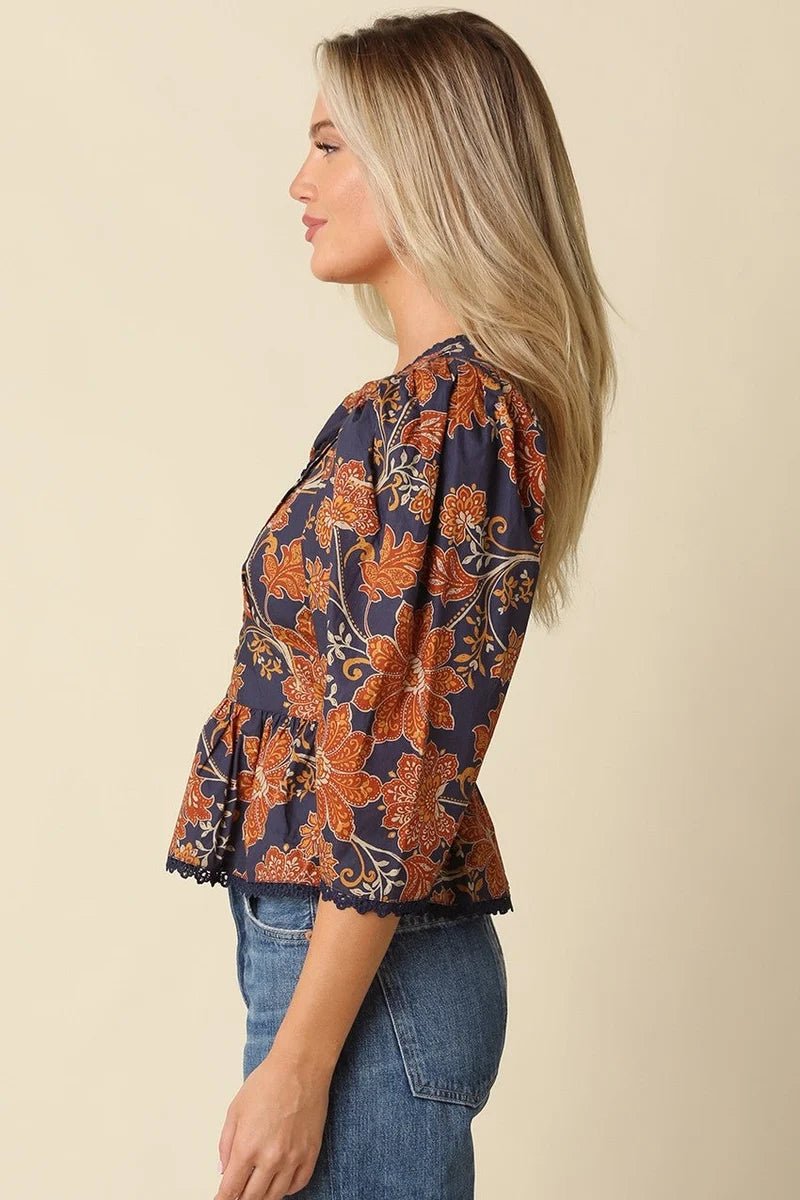 Eden Floral Peplum Blouse - Elle Maxine