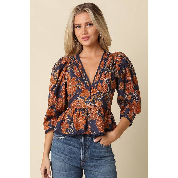 Eden Floral Peplum Blouse - Elle Maxine
