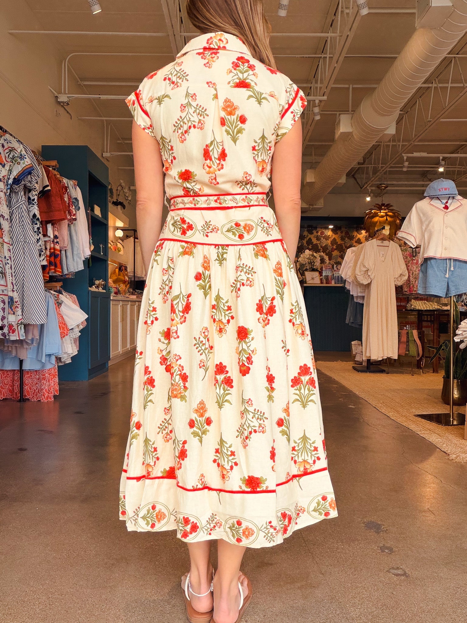 Elise Floral Collared Midi Dress - Elle Maxine