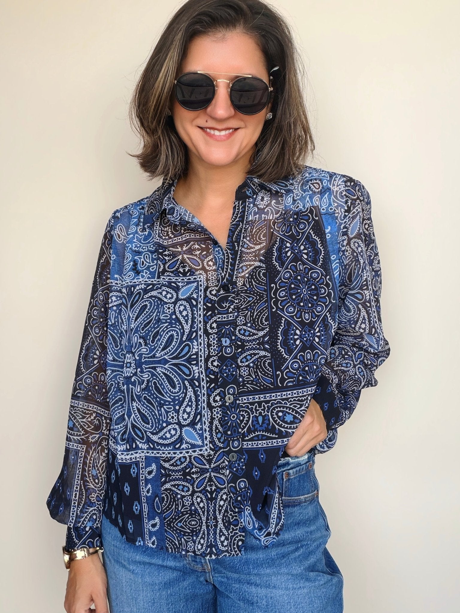 Ella Bandana Print Button Down Top - Elle Maxine