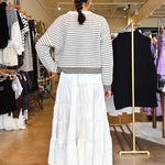 Ella Satin Tiered Maxi Skirt - Cream - Elle Maxine