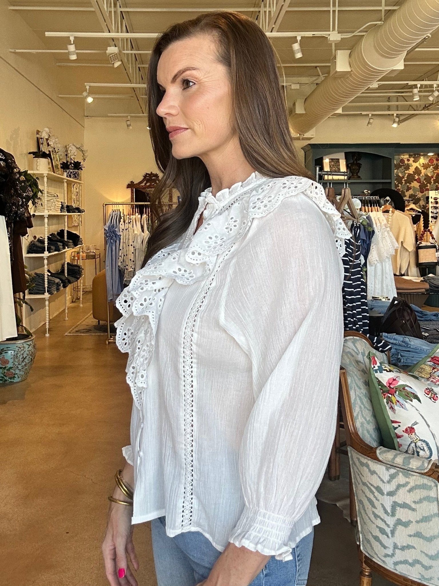 Elle Eyelet Ruffle Blouse - Elle Maxine