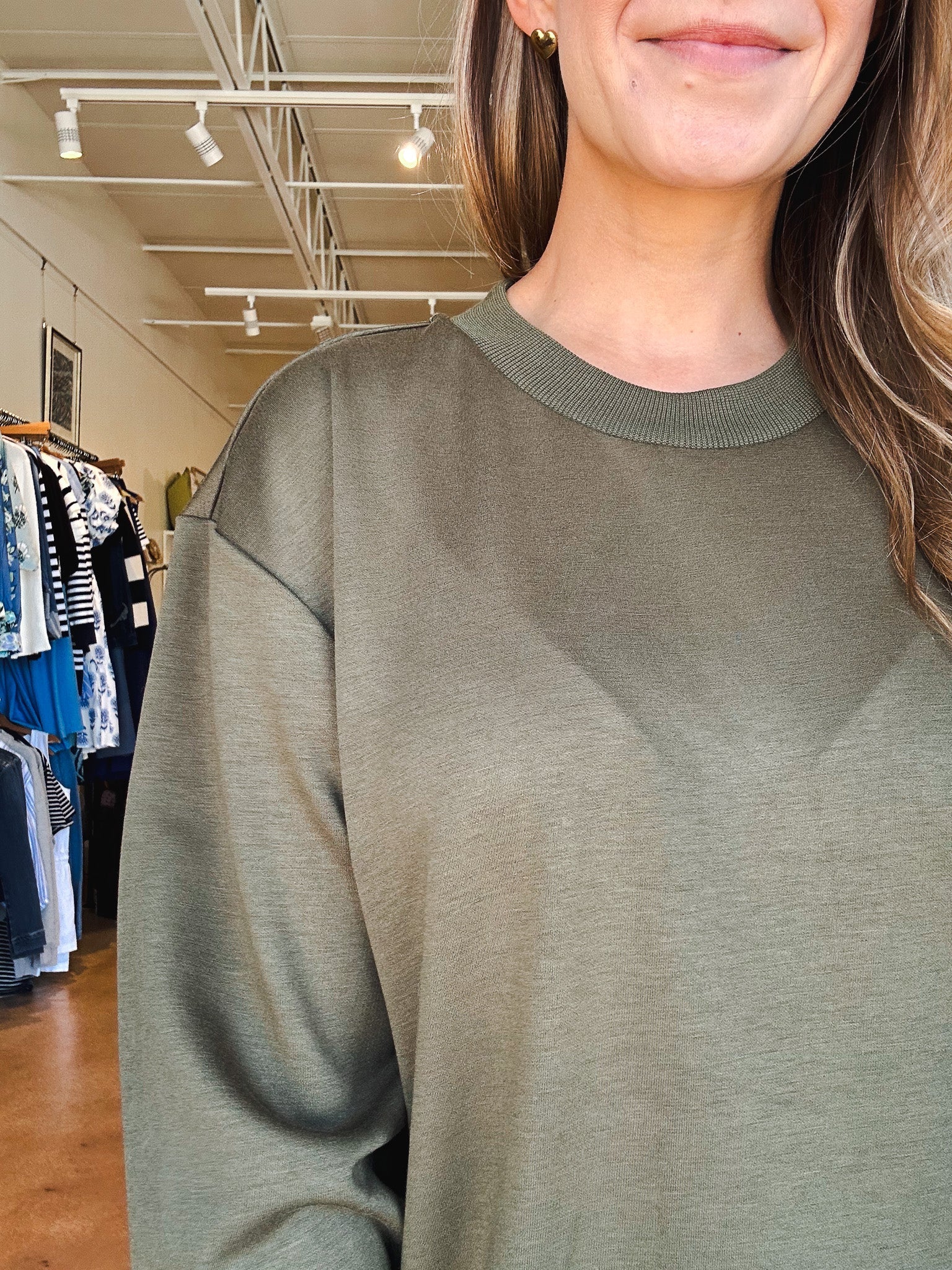 Elliana Zip Sweater - Pesto - Elle Maxine