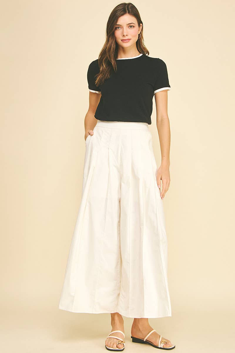 Ellis Wide Leg Pleated Trouser Pant - Elle Maxine