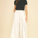 Ellis Wide Leg Pleated Trouser Pant - Elle Maxine