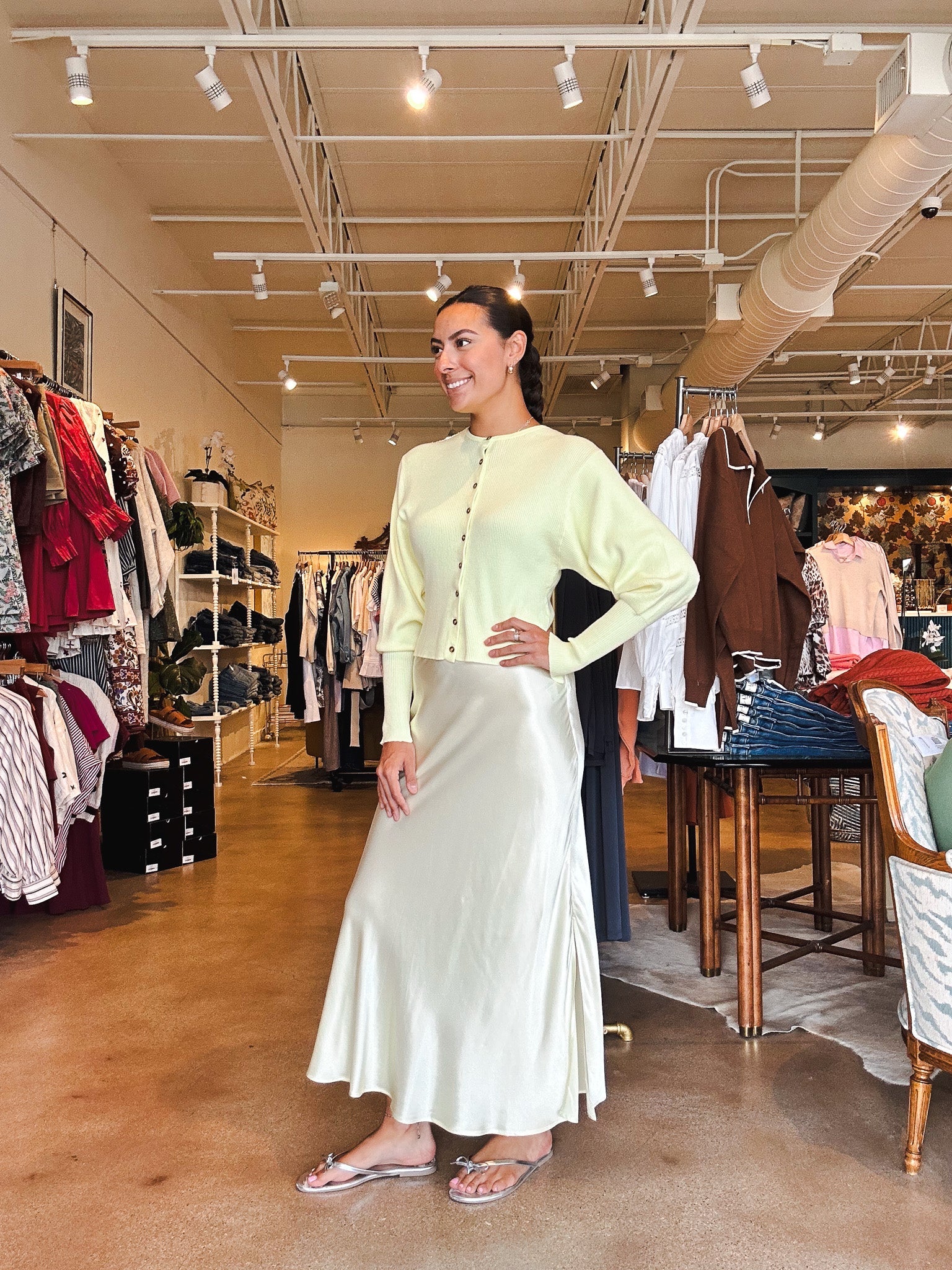 Eloine Midi Skirt - Butter - Elle Maxine