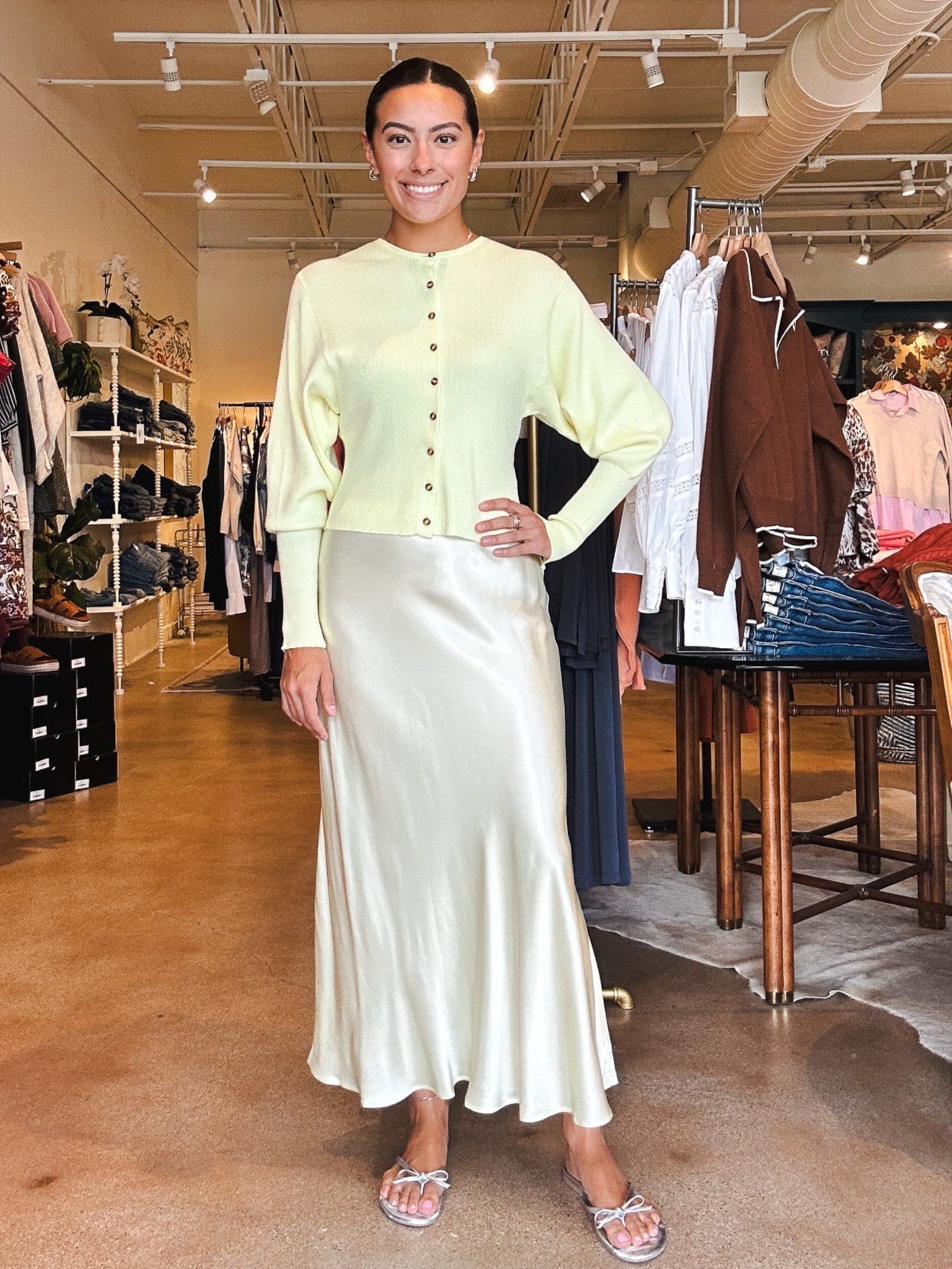 Eloine Midi Skirt - Butter - Elle Maxine
