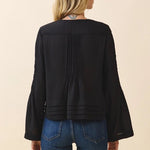 Elora Pintuck Blouse - Black - Elle Maxine