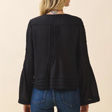 Elora Pintuck Blouse - Black - Elle Maxine