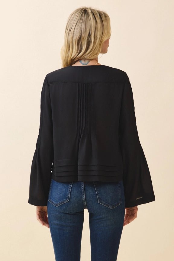 Elora Pintuck Blouse - Black - Elle Maxine