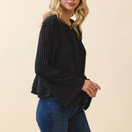 Elora Pintuck Blouse - Black - Elle Maxine