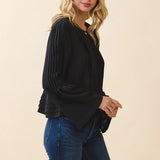 Elora Pintuck Blouse - Black - Elle Maxine