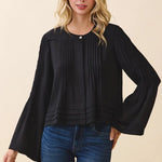 Elora Pintuck Blouse - Black - Elle Maxine