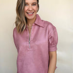 Elvie Faux Suede Zip Top - Elle Maxine