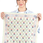 Embroidered Cotton Bandana - Green Block Floral - Elle Maxine