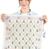 Embroidered Cotton Bandana - Green Block Floral - Elle Maxine