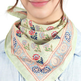 Embroidered Cotton Bandana - Green Block Floral - Elle Maxine