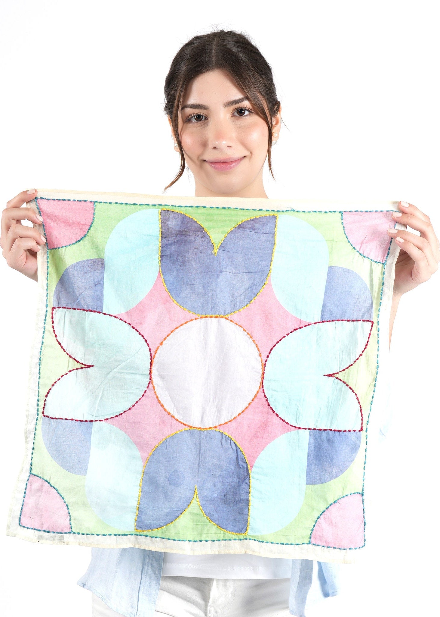 Embroidered Cotton Bandana - Pastel - Elle Maxine