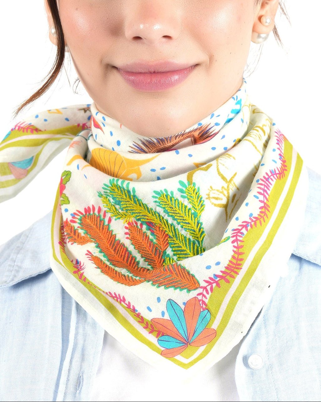 Embroidered Cotton Bandana - Texas - Elle Maxine
