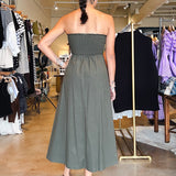 Emily Strapless Maxi Dress - Olive - Elle Maxine