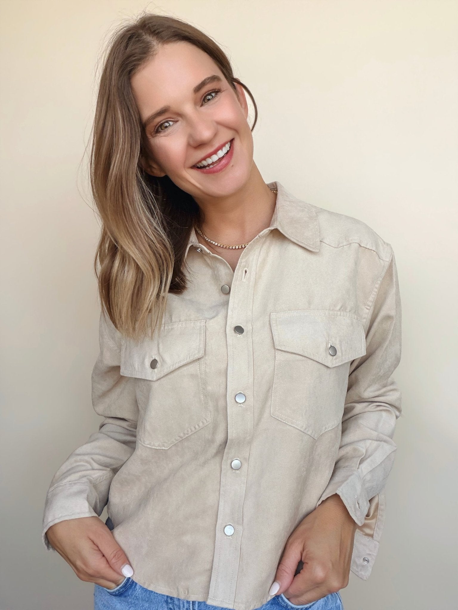 Enya Faux Suede Shacket - Elle Maxine