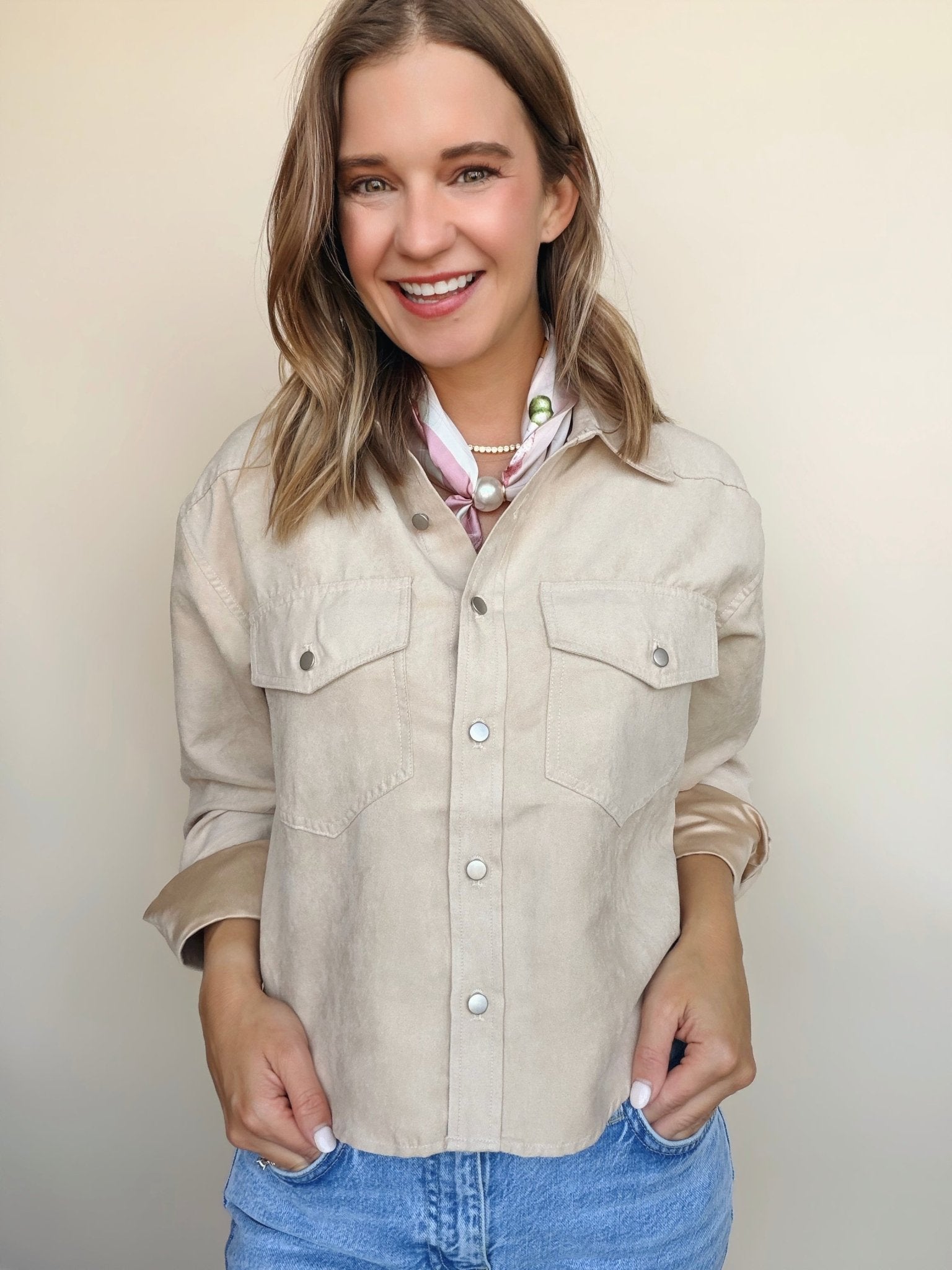 Enya Faux Suede Shacket - Elle Maxine