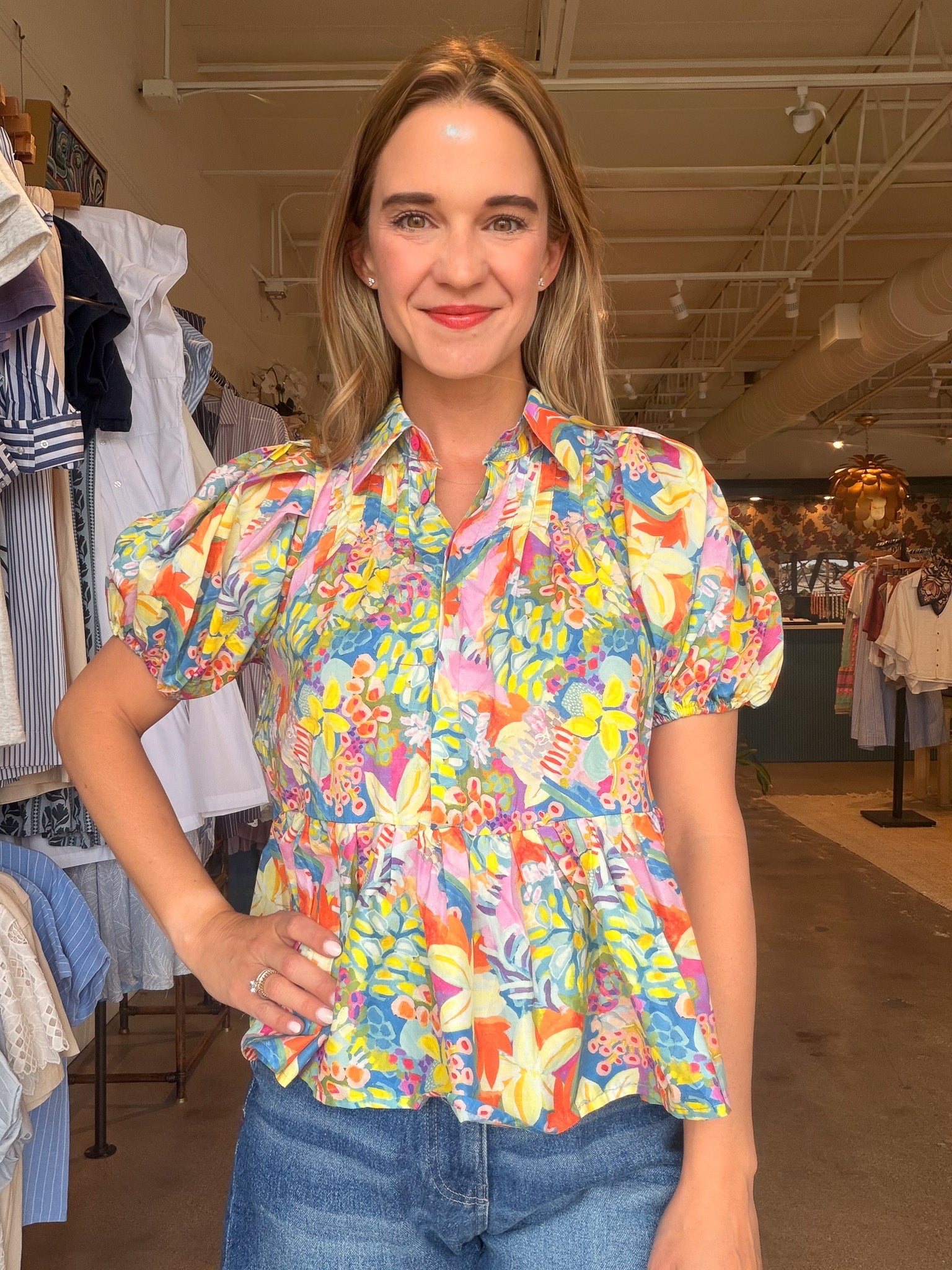 Eros Bouquet Peplum Top - Elle Maxine