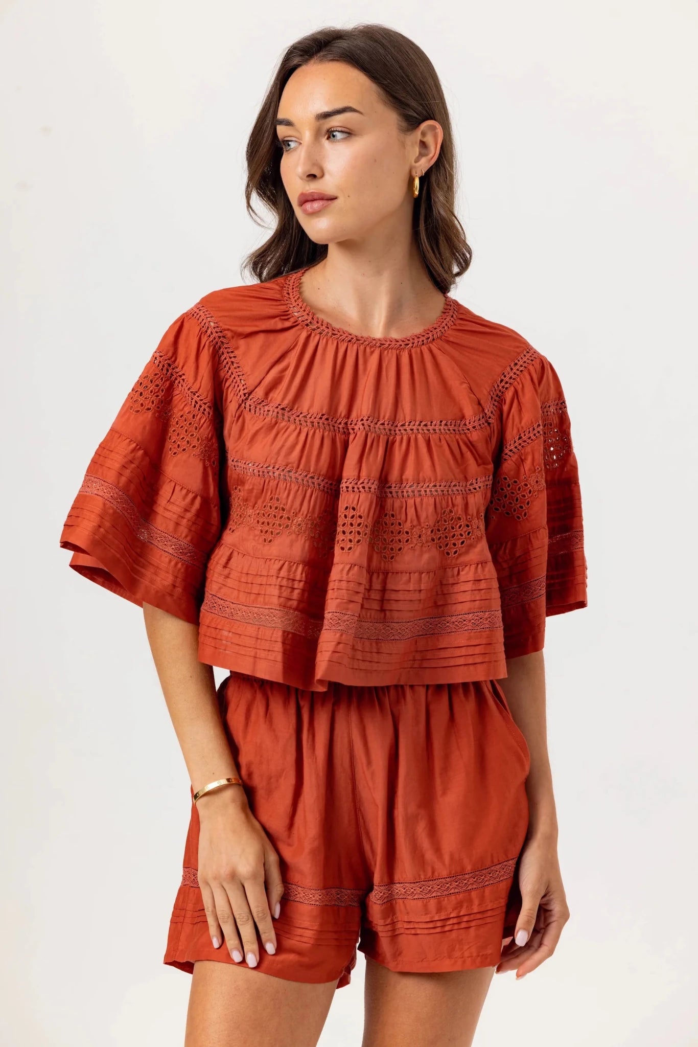 Essa Cotton Silk Top - Copper Glaze - Elle Maxine