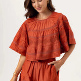 Essa Cotton Silk Top - Copper Glaze - Elle Maxine