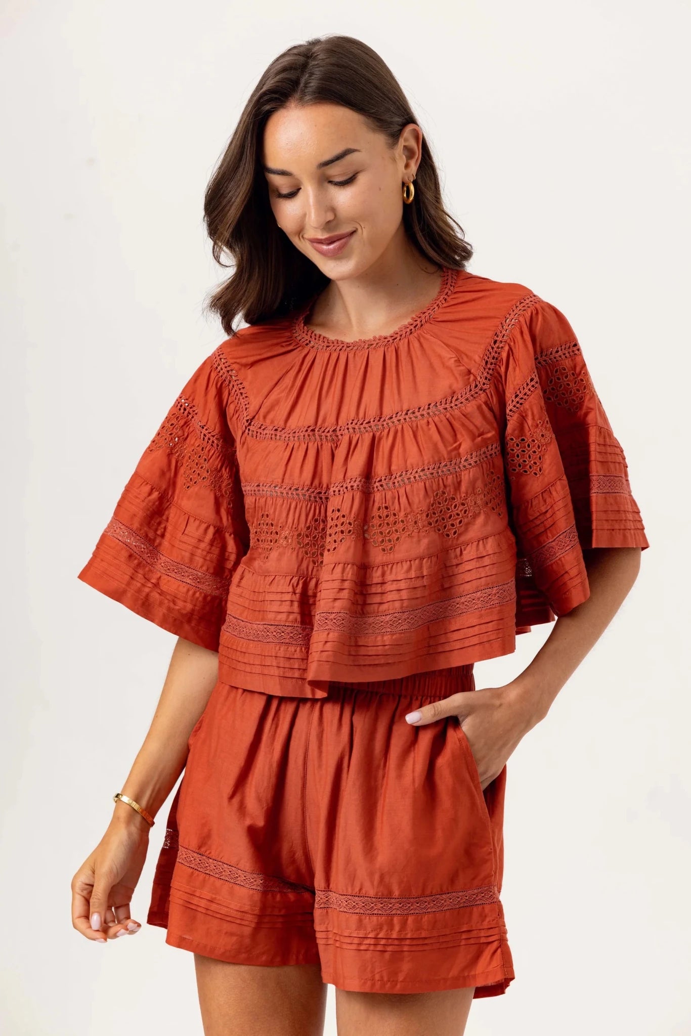 Essa Cotton Silk Top - Copper Glaze - Elle Maxine